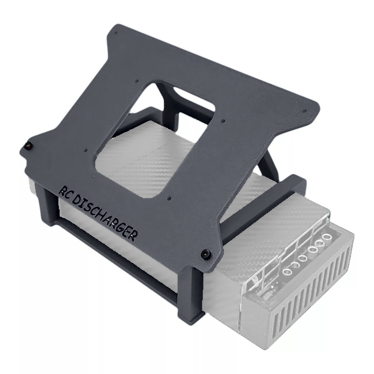 RC Discharger protective mounting bracket on electronic discharger unit, close-up product photo on white background