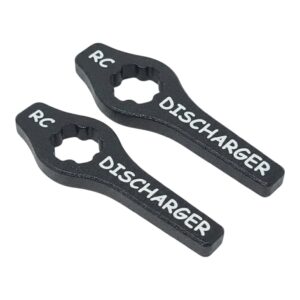 Two black RC battery discharger connectors with white “RC DISCHARGER” text on a white background