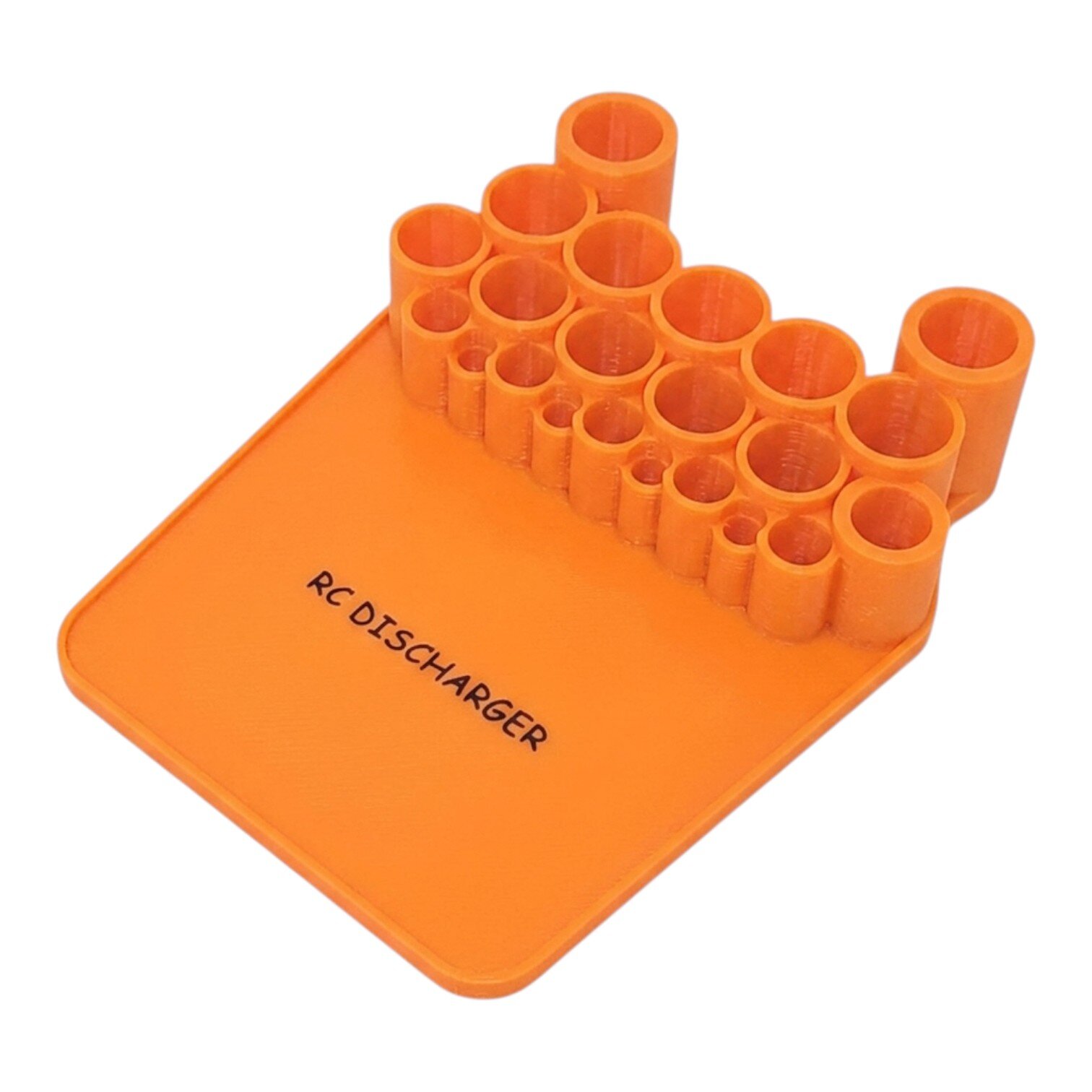 Orange RC discharger tool with multiple bullet connector ports for safely discharging RC LiPo batteries