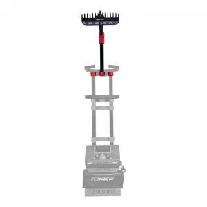 RC Discharger battery discharger stand with cooling fan and adjustable metal frame on white background