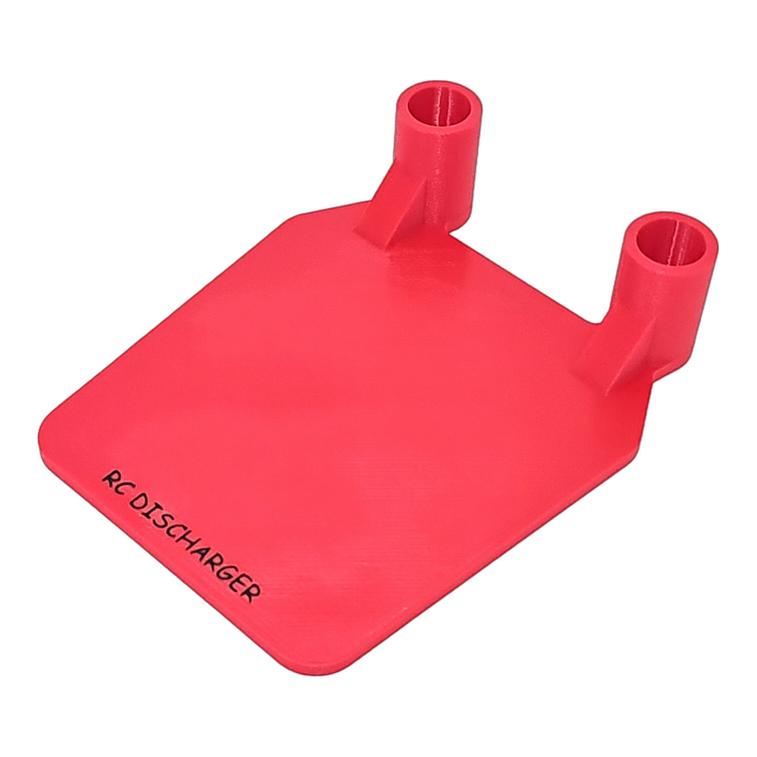 Red RC discharger tool with dual tube ports for safely draining RC LiPo batteries, isolated on white background