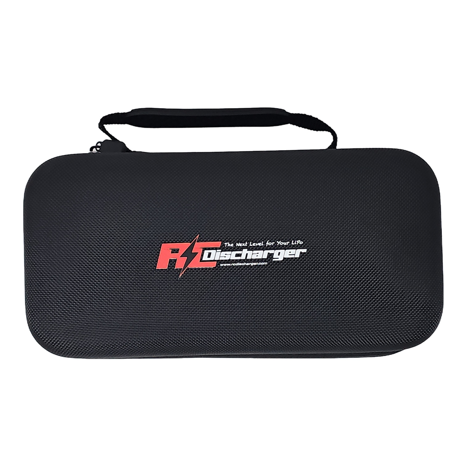 Black RC Discharger hard carrying case with handle and zipper, RC Discharger logo on front